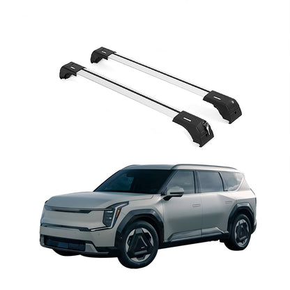 ERKUL Roof Rack Cross Bars Fits Kia EV9 2024-2025 Aluminum Lockable Silver