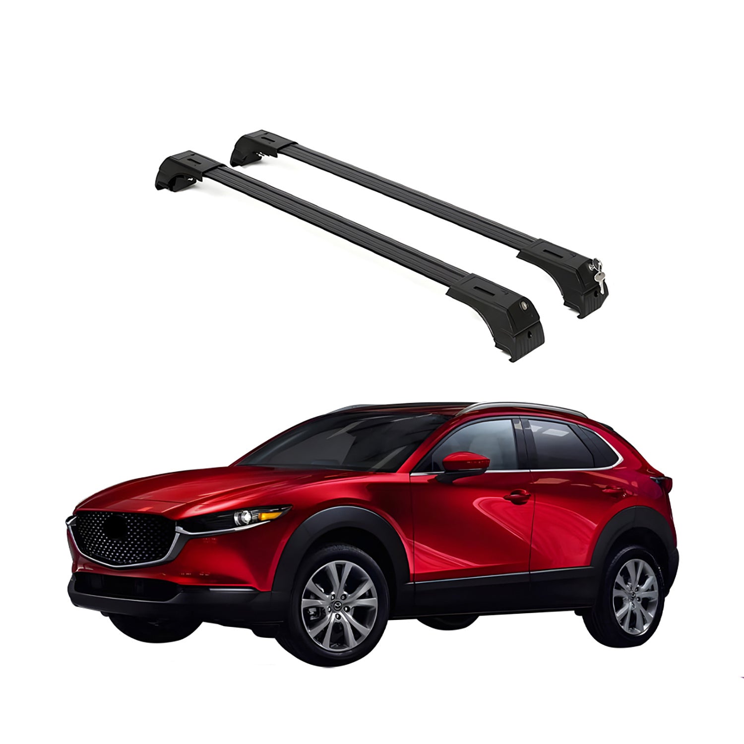 ERKUL Roof Rack Cross Bars Fits Mazda CX-30 2020-2025 Aluminum Lockable Black