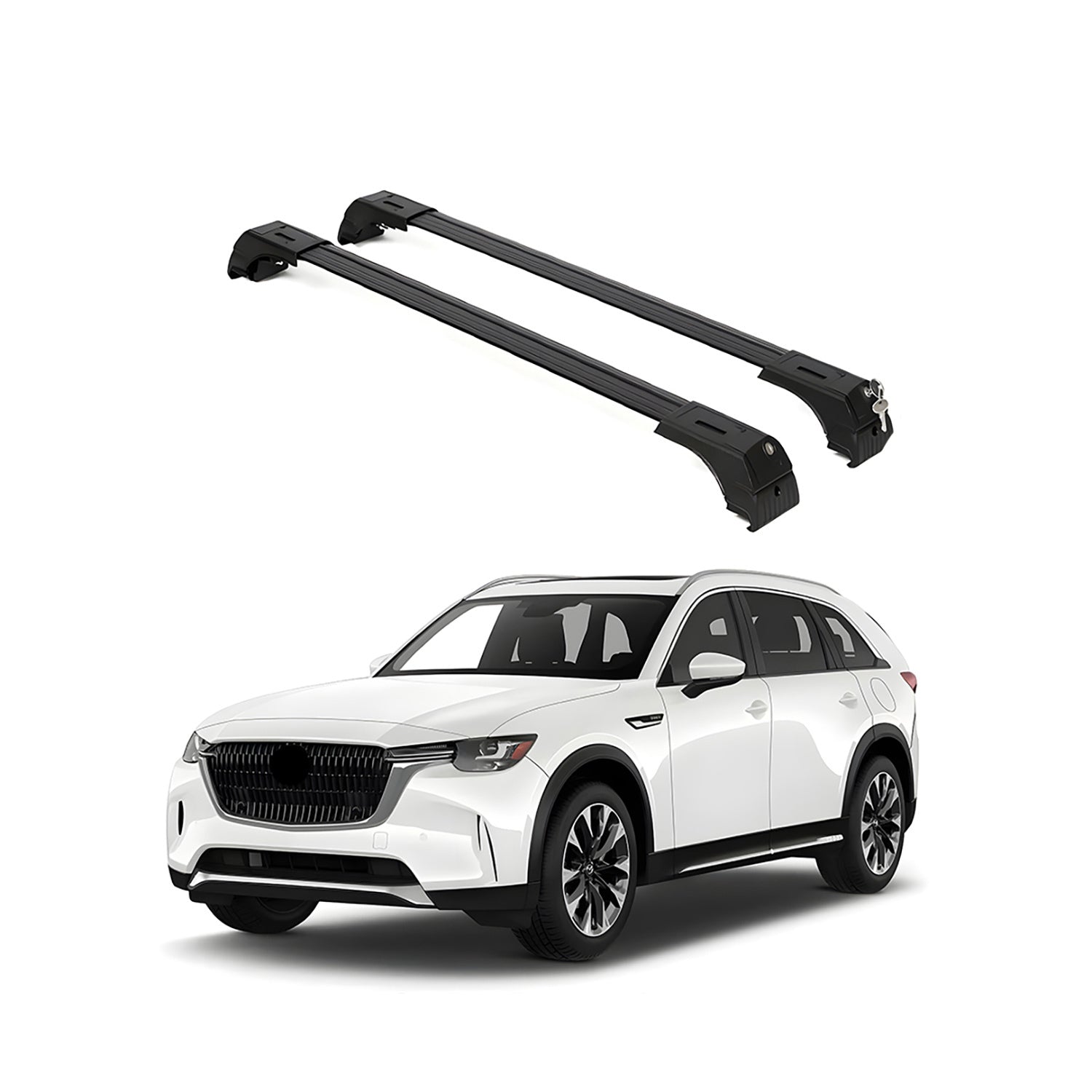 ERKUL Roof Rack Cross Bars Fits Mazda CX-90 2024-2025 Aluminum Lockable Black