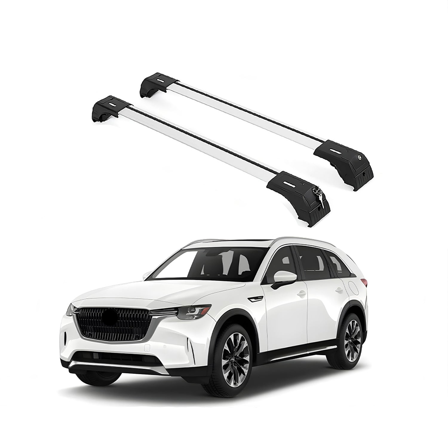 ERKUL Roof Rack Cross Bars Fits Mazda CX-90 2024-2025 Aluminum Lockable Silver