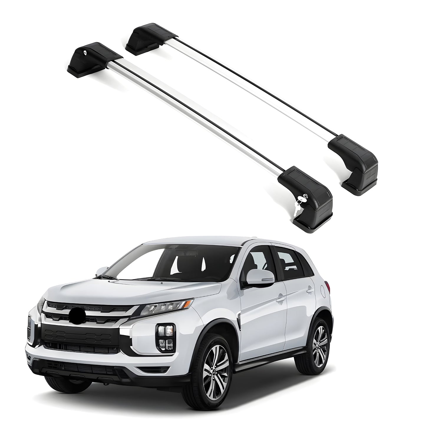 ERKUL Roof Rack Cross Bars for Mitsubishi Outlander Sport 2023-2024 For Fixed Points Roofs - Silver