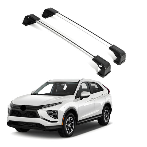 ERKUL Roof Rack Cross Bars for Mitsubishi Eclipse Cross 2018-2024 | Aluminum Crossbars with Anti Theft Lock for Rooftop | Compatible with Fixed Points Roofs - Silver