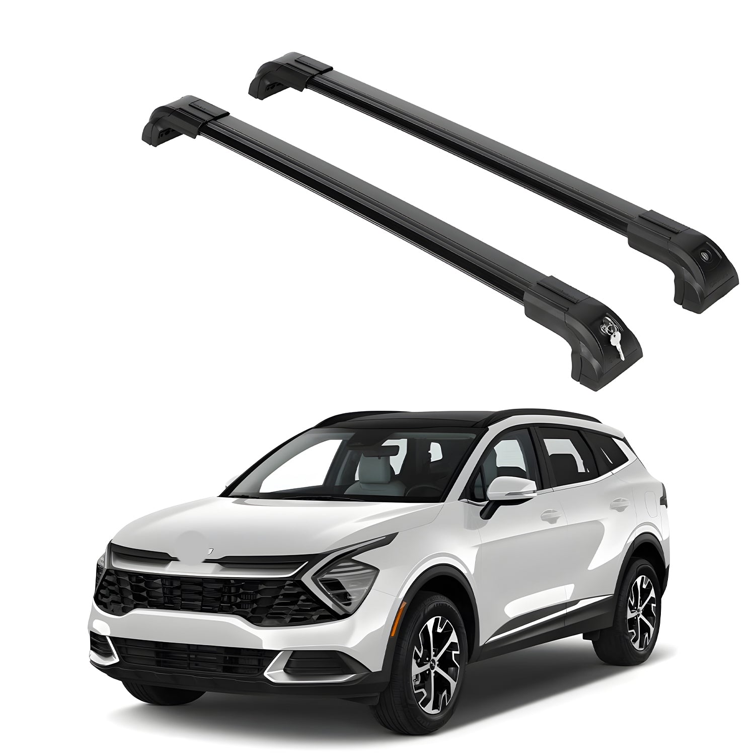 Heavy Duty Roof Rack Crossbars Fits Kia Sportage 2023-2025 for Flush Rails Black