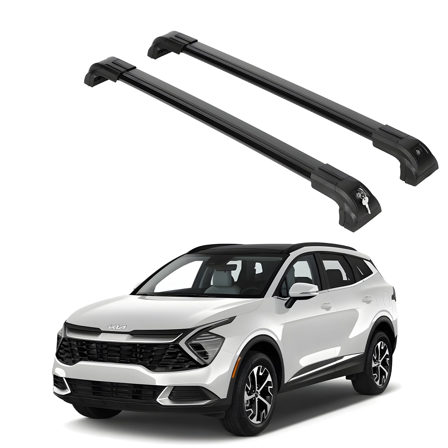 Heavy Duty 220 lbs Roof Rack Crossbars Fits Kia Sportage 2023-2025 With Metal Mounts Black