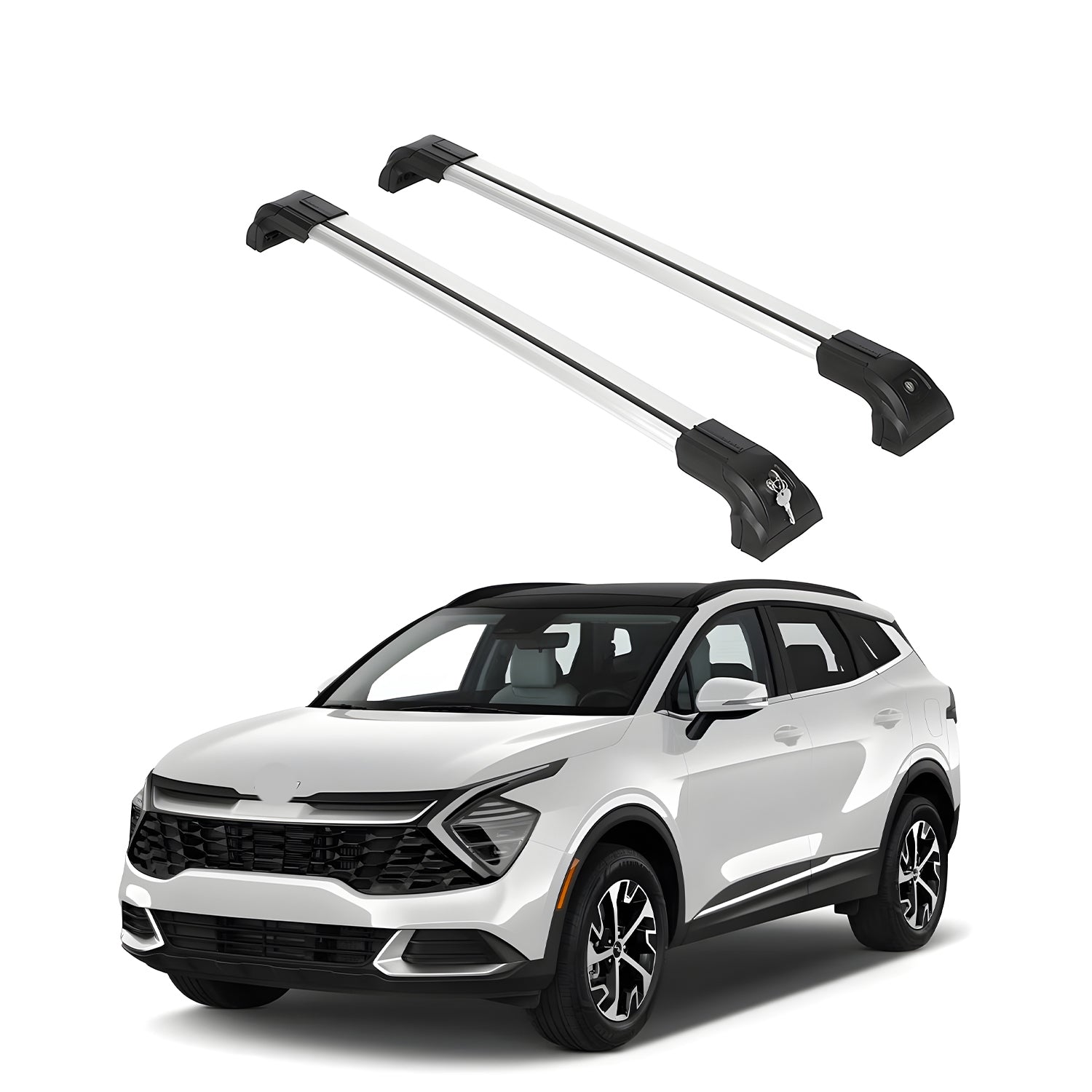 Heavy Duty Roof Rack Crossbars Fit Kia Sportage 2023-2025 for Flush Rails Silver