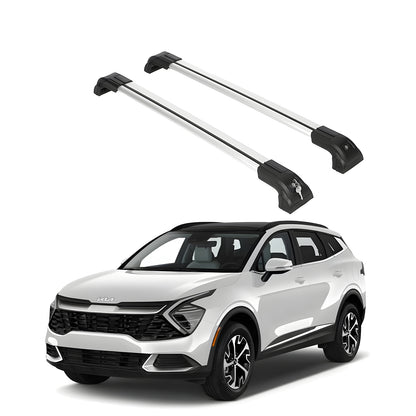 Heavy Duty 220 lbs Roof Rack Crossbars Fit Kia Sportage 2023-2025 With Metal Mounts Silver