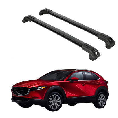 Heavy Duty Roof Rack Crossbars Fits Mazda CX-30 2020-2025 for Flush Rails Black