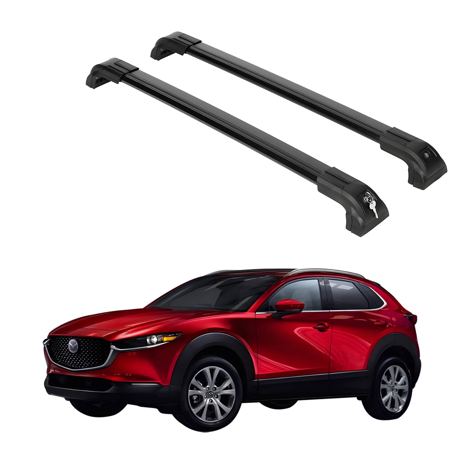Heavy Duty 220 lbs Roof Rack Crossbars Fits Mazda CX-30 2020-2025 With Metal Mounts Black