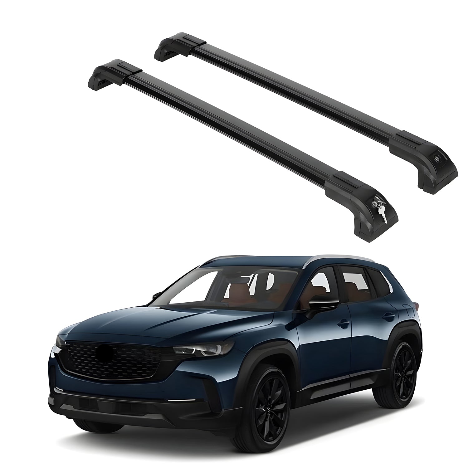 Heavy Duty Roof Rack Crossbars Fits Mazda CX-50 2023-2025 for Flush Rails Black