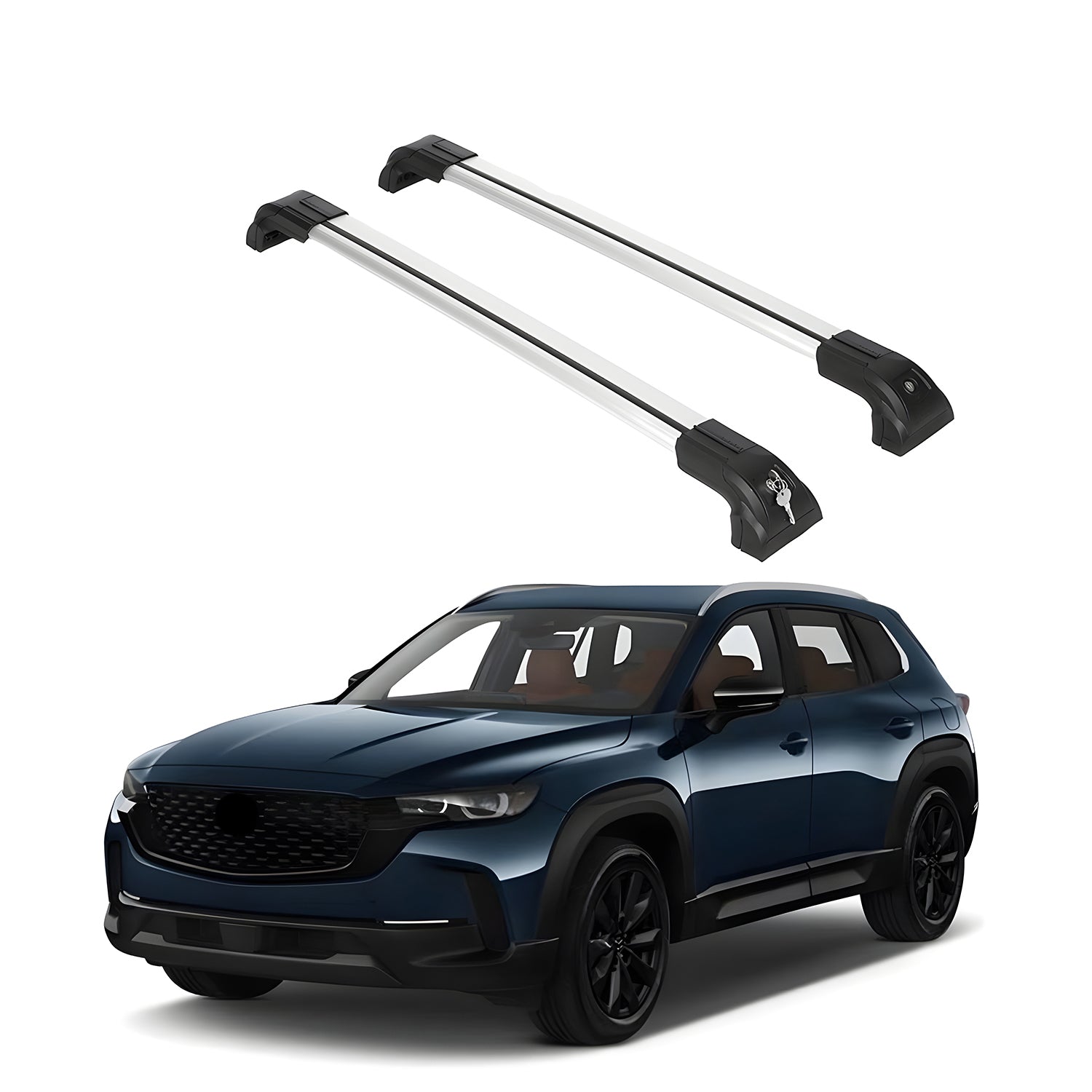 Heavy Duty Roof Rack Crossbars Fits Mazda CX-50 2023-2025 for Flush Rails Silver