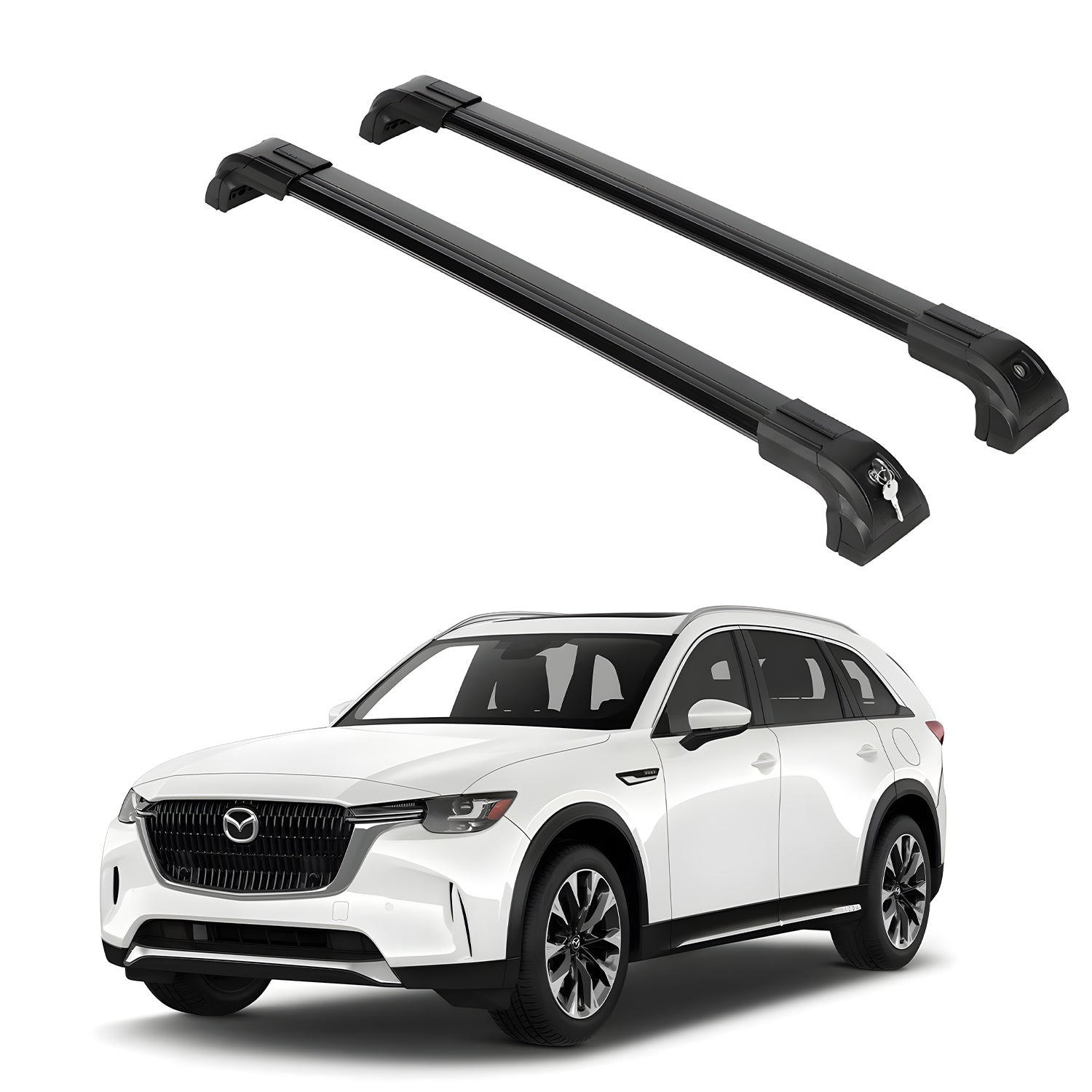 Heavy Duty 220 lbs Roof Rack Crossbars Fits Mazda CX-90 2024-2025 With Metal Mounts Black