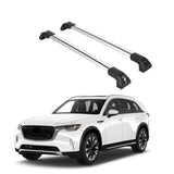 ERKUL Heavy Duty 220lb Roof Rack Cross Bars for Mazda CX-90 2024 | Solid Metal Mounts | Aluminum Crossbars with Anti Theft Lock for Rooftop - Compatible with Flush Rails - Silver