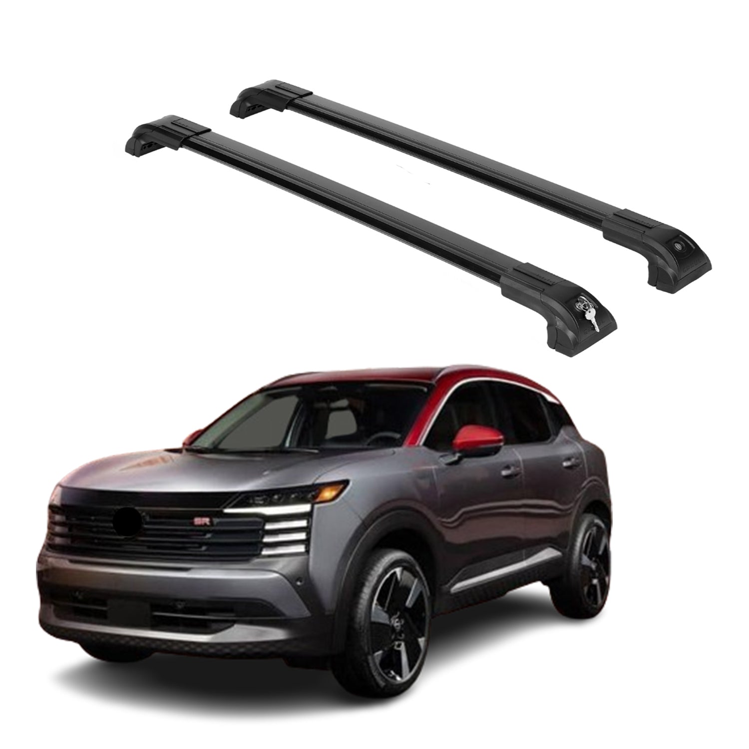 Heavy Duty Roof Rack Crossbars Fit Nissan Kicks 2018-2024 for Flush Rails Black