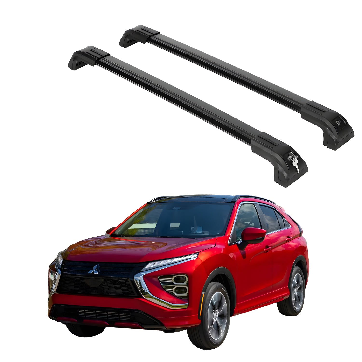 Heavy Duty 220 lbs Crossbars Fits Mitsubishi Eclipse Cross 2018-25 With Metal Mounts Black