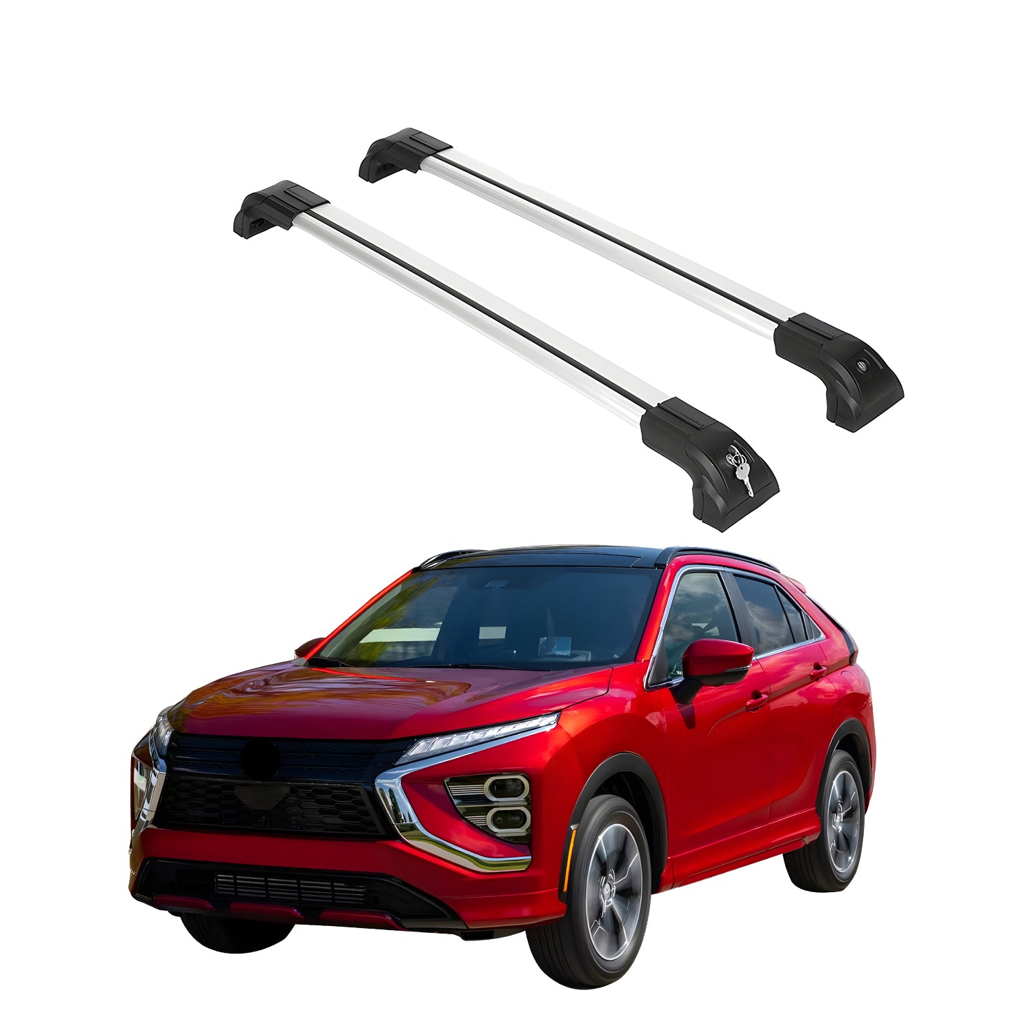 Heavy Duty Crossbars Fit Mitsubishi Eclipse Cross 2018-25 for Flush Rails Silver