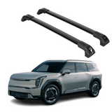 ERKUL Heavy Duty 220lb Roof Rack Cross Bars for Kia EV9 2024 | Solid Metal Mounts | Aluminum Crossbars with Anti Theft Lock for Rooftop - Compatible with Flush Rails - Black