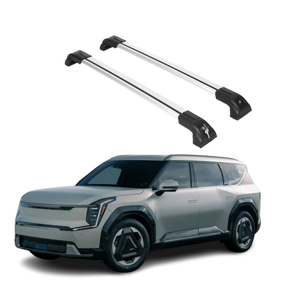 Heavy Duty Roof Rack Crossbars Fits Kia EV9 2024-2025 for Flush Rails Silver