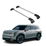 ERKUL Heavy Duty 220lb Roof Rack Cross Bars for Kia EV9 2024 | Solid Metal Mounts | Aluminum Crossbars with Anti Theft Lock for Rooftop - Compatible with Flush Rails - Silver