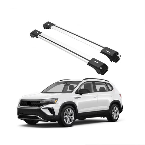 ERKUL Roof Rack Cross Bars for VW Volkswagen 2022-2024 | Aluminum Crossbars with Anti-Theft Lock for Rooftop | Compatible with Raised Rails - Silver