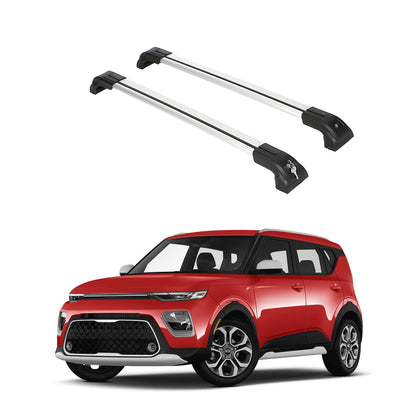 ERKUL Heavy Duty 220lb Roof Rack Cross Bars for Kia Soul X-Line 2014-2019  For Flush Rails - Silver