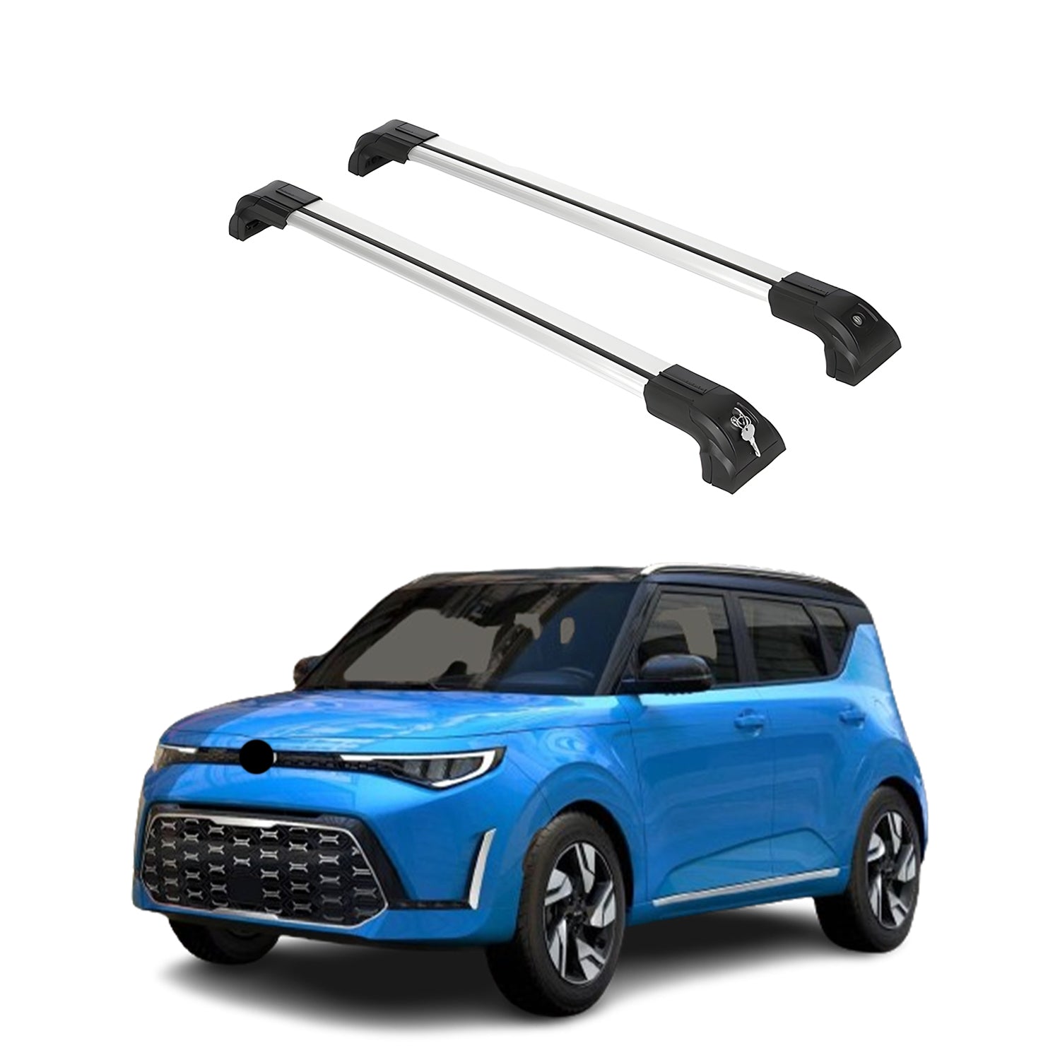 Heavy Duty Roof Rack Crossbars Fits Kia Soul 2020-2025 for Flush Rails Silver