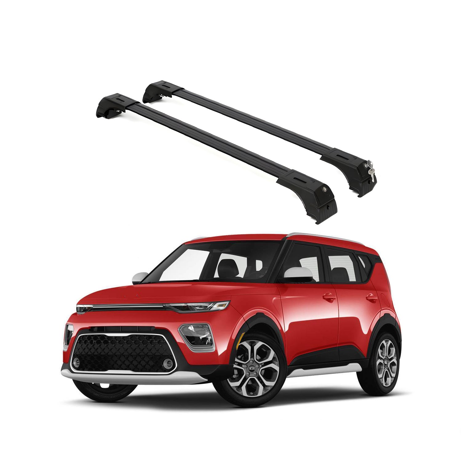 ERKUL Roof Rack Cross Bars Fits Kia Soul 2014-2019 Aluminum Lockable Black