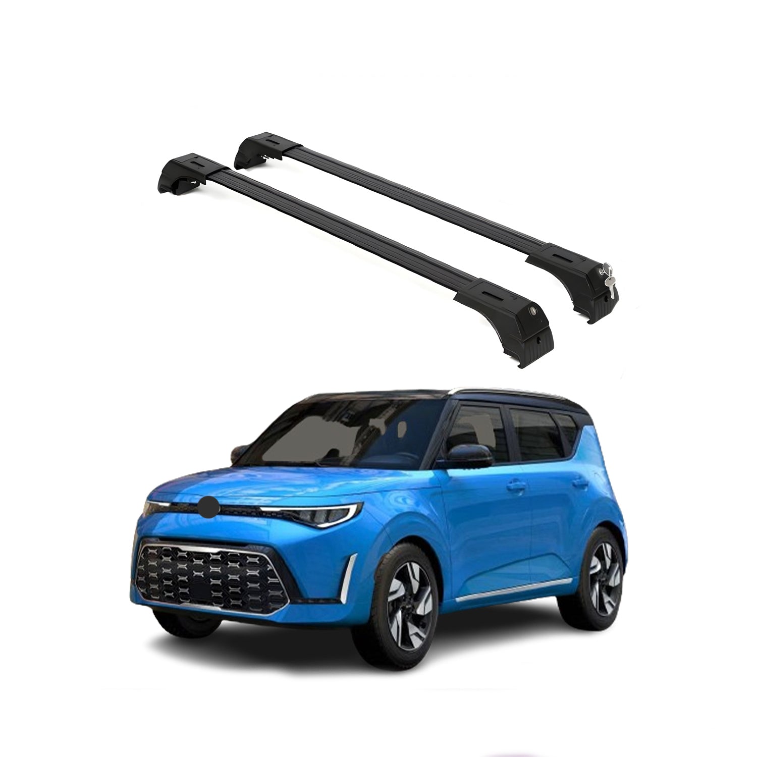 ERKUL Roof Rack Cross Bars Fits Kia Soul X-Line 2020-2025 Aluminum Lockable Black