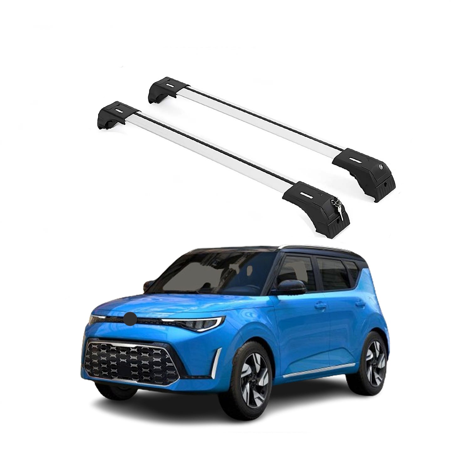 ERKUL Roof Rack Cross Bars Fits Kia Soul X-Line 2020-2025 Aluminum Lockable Silver