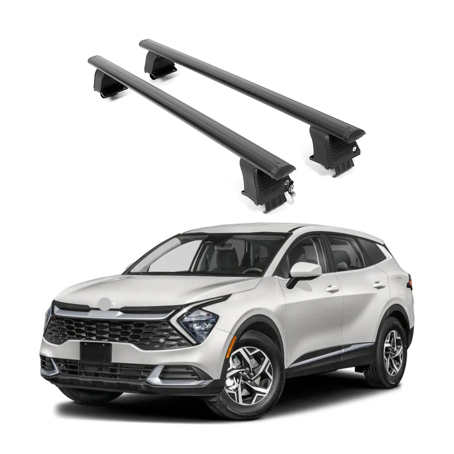 ERKUL Roof Rack Crossbars Fits Kia Sportage 2023-2025 Naked Roof Aluminum Black