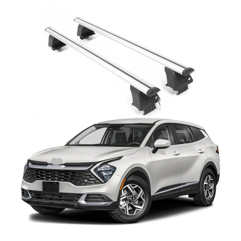 ERKUL Roof Rack Cross Bars for Kia Sportage 2023-2024 | Aluminum Crossbars with Anti Theft Lock for Rooftop | Compatible with Bare/Naked Roofs - Silver