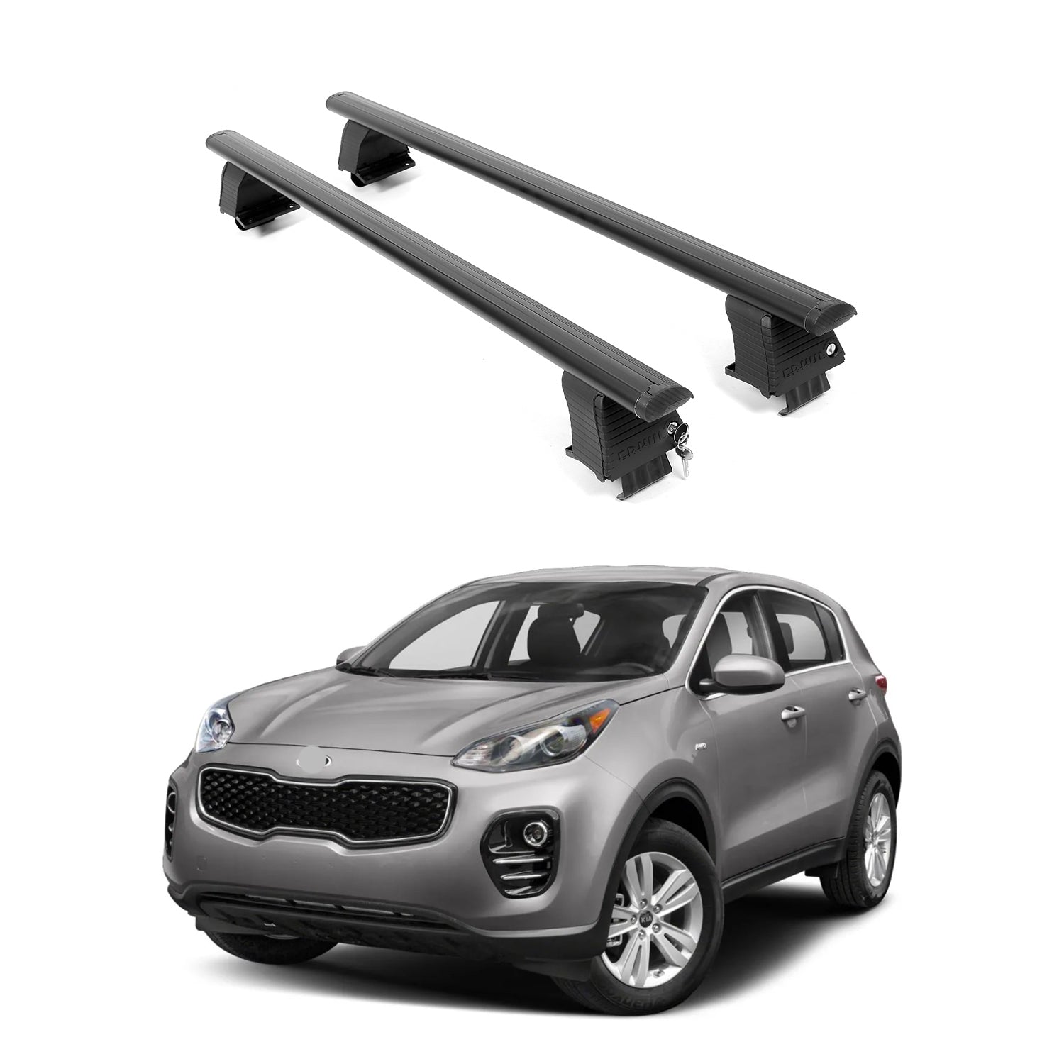 ERKUL Roof Rack Crossbars Fits Kia Sportage 2017-2022 Naked Roof Aluminum Black