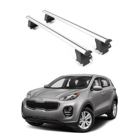 ERKUL Roof Rack Cross Bars for Kia Sportage 2017-2022 | Aluminum Crossbars with Anti Theft Lock for Rooftop | Compatible with Bare/Naked Roofs - Silver