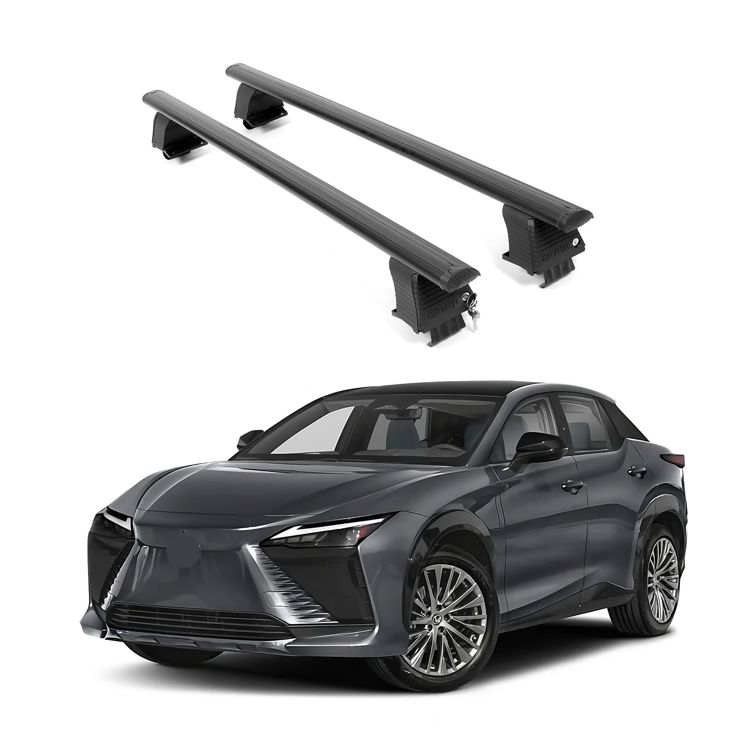 ERKUL Roof Rack Crossbars Fits Lexus RZ 2023-2025 Naked Roof Aluminum Black