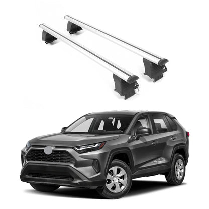 ERKUL Roof Rack Crossbars Fits Toyota RAV4 2019-2025 Naked Roof Aluminum Silver