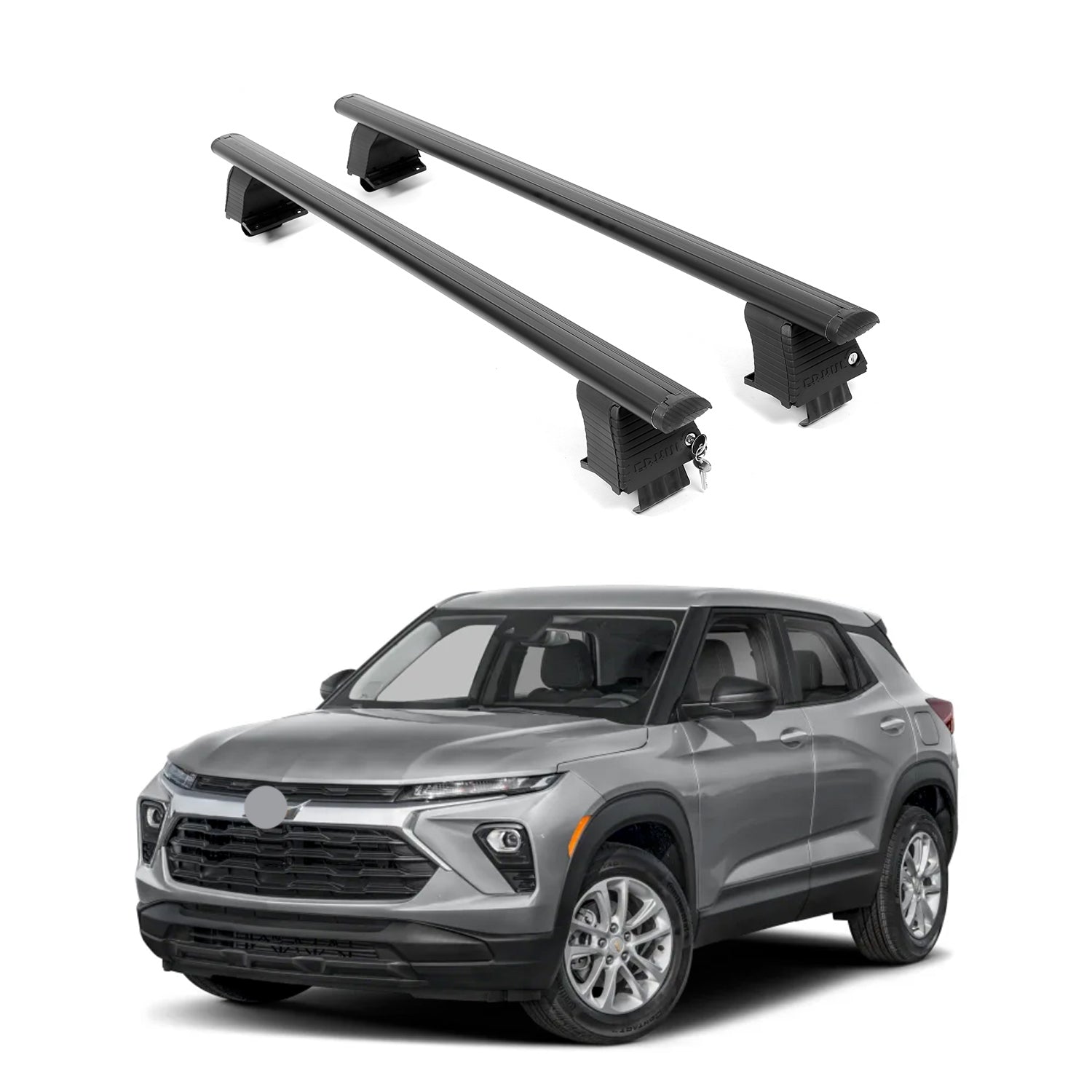 ERKUL Roof Rack Crossbars Fit Chevy Trail Blazer 21-25 Naked Roof Aluminum Black