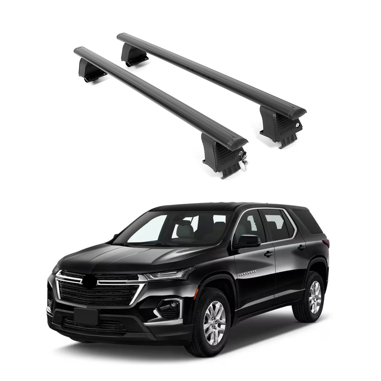 ERKUL Roof Rack Crossbars Fit Chevy Traverse 2018-2024 Naked Roof Aluminum Black