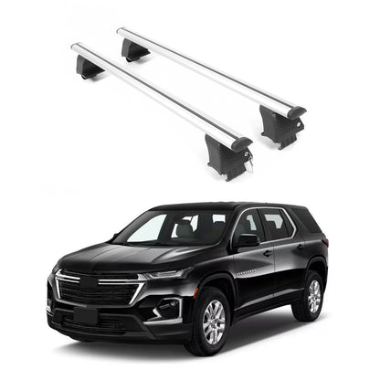 ERKUL Roof Rack Crossbar Fit Chevy Traverse 2018-2023 Naked Roof Aluminum Silver