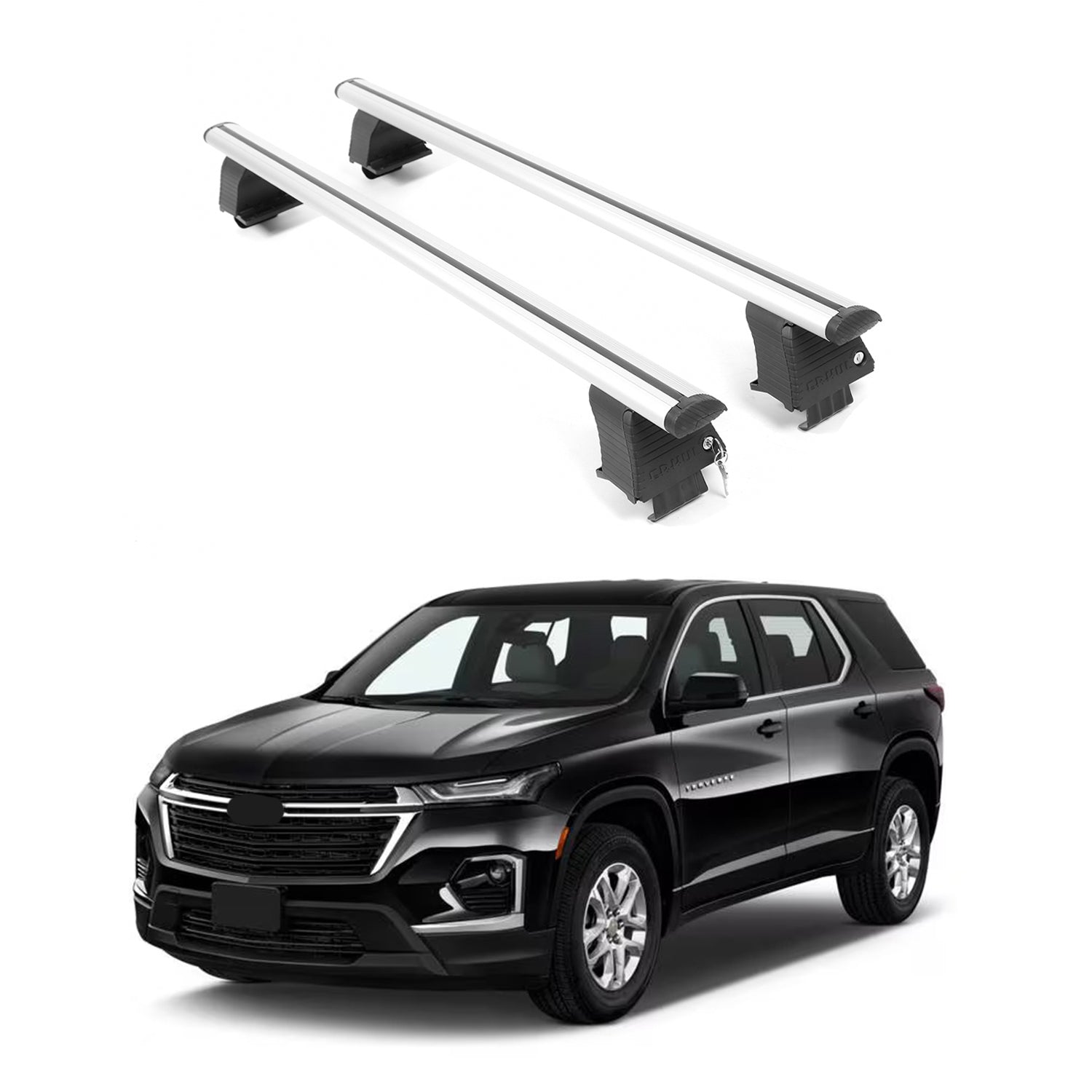 ERKUL Roof Rack Cross Bars for Chevrolet Chevy Traverse 2018-2024 For Bare/Naked Roofs - Silver