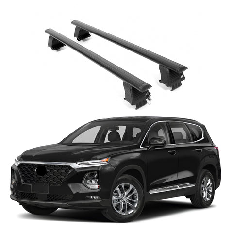 ERKUL Roof Rack Cross Bars for Hyundai Santa Fe 2019-2023 | Aluminum Crossbars with Anti Theft Lock for Rooftop | Compatible with Bare/Naked Roofs - Black