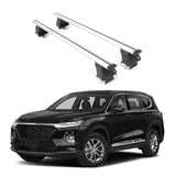 ERKUL Roof Rack Cross Bars for Hyundai Santa Fe 2019-2023 | Aluminum Crossbars with Anti Theft Lock for Rooftop | Compatible with Bare/Naked Roofs - Silver