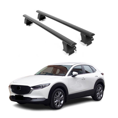 ERKUL Roof Rack Crossbars Fits Mazda CX-30 2020-2025 Naked Roof Aluminum Black