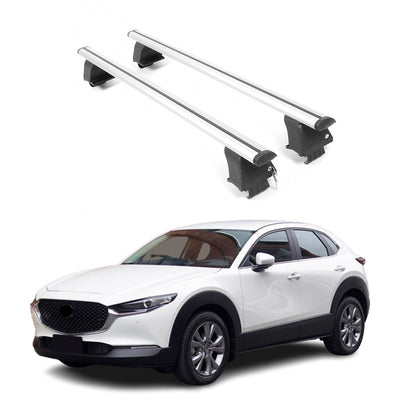 ERKUL Roof Rack Crossbars Fits Mazda CX-30 2020-2025 Naked Roof Aluminum Silver