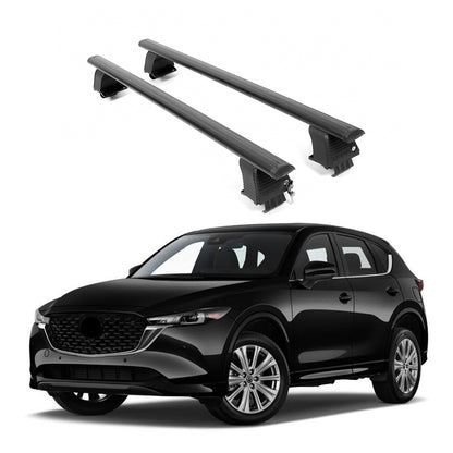 ERKUL Roof Rack Crossbars Fits Mazda CX-5 2017-2025 Naked Roof Aluminum Black