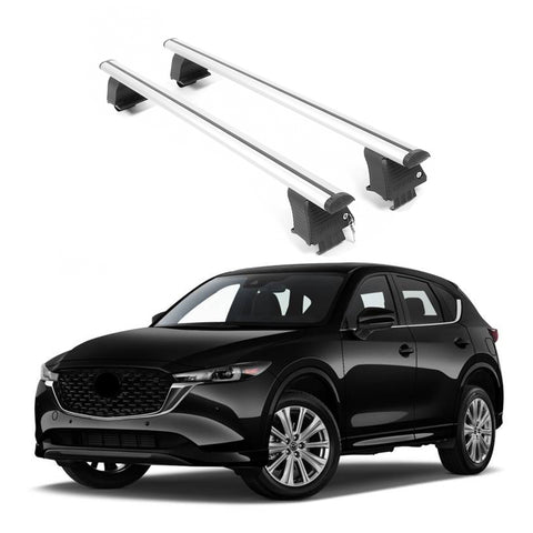 ERKUL Roof Rack Cross Bars for Mazda CX-5 CX5 2017-2024 | Aluminum Crossbars with Anti Theft Lock for Rooftop | Compatible with Bare/Naked Roofs - Silver