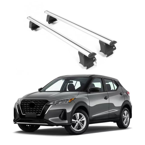 ERKUL Roof Rack Cross Bars for Nissan Kicks 2018-2024 | Aluminum Crossbars with Anti Theft Lock for Rooftop | Compatible with Bare/Naked Roofs - Silver