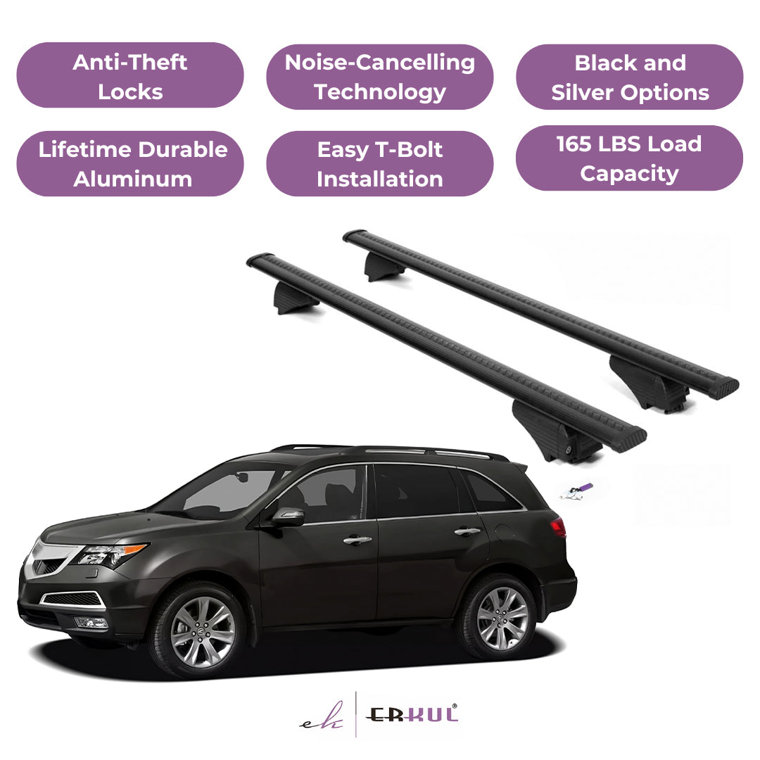 ERKUL Roof Rack Cross Bars for Acura MDX 2007-2013 for Raised Rails - Black