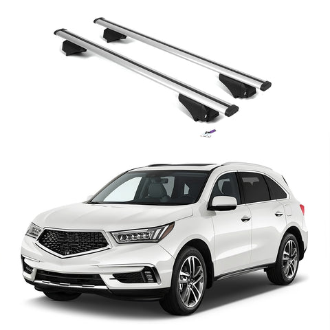 ERKUL Roof Rack Cross Bars for Acura MDX 2014-2020 | Aluminum Crossbars with Anti Theft Lock for Rooftop | Compatible with Flush Rails - Silver