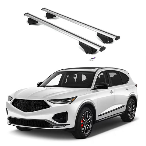 ERKUL Roof Rack Cross Bars for Acura MDX 2022-2024 | Aluminum Crossbars with Anti Theft Lock for Rooftop | Compatible with Flush Rails - Silver