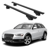 ERKUL Roof Rack Cross Bars for Audi A4 (B8) Allroad 2008 2015 | Aluminum Crossbars with Anti Theft Lock for Rooftop | Compatible with Raised Rails   - Black