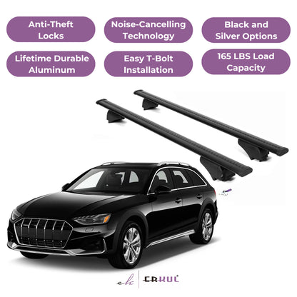 Roof Rack Cross Bars with Extended Bar Design for Audi A4 (B9) Allroad 2017-2025 - Black